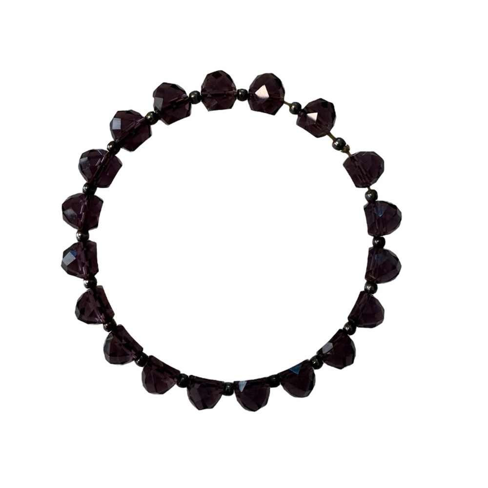 Elegant‎ Purple Faceted Beaded Bracelet Stretch Costume Bling - Picture 2 of 4